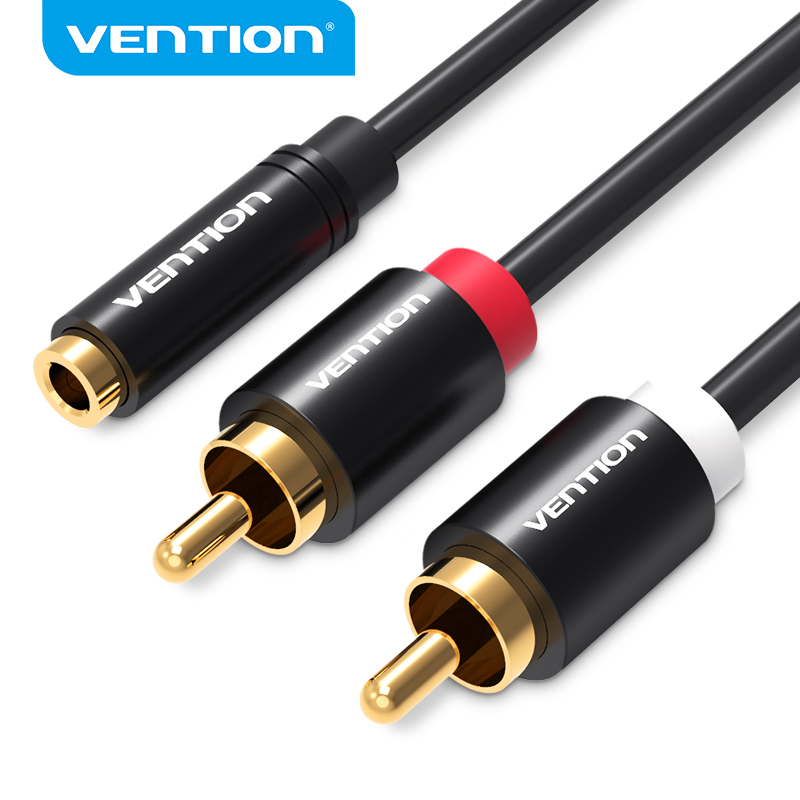 Home Cinema Beamer - เวนชั่นแจ็ค 3.5 มม. หญิงถึง 2RCA ชายอะแดปเตอร์เสียงสำหรับเครื่องขยายเสียงทีวีโฮมเธียเตอร์แล็ปท็อปแจ็ค