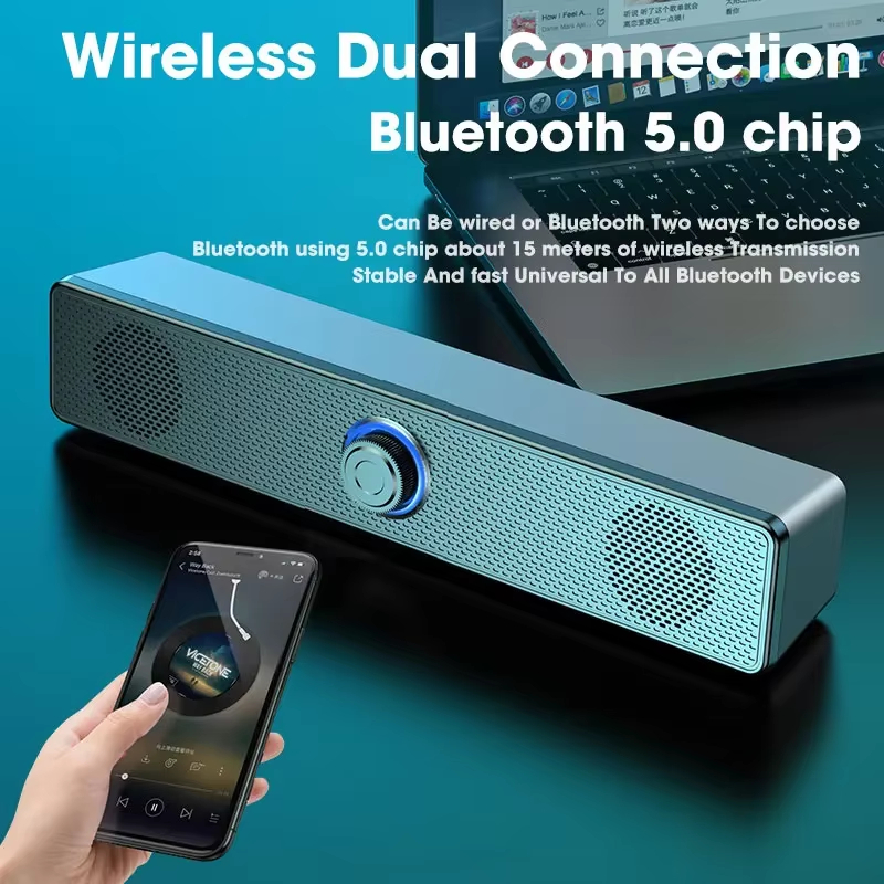 Home Theater Speaker - บลูทูธ 5.0 4D ซาวด์บาร์แบบมีสายไร้สายสเตอริโอซับวูฟเฟอร์ลำโพงสำหรับ PC แล็ปท็อปคอมพิวเตอร์เกมโฮมเธียเตอร์ภาพยนตร์