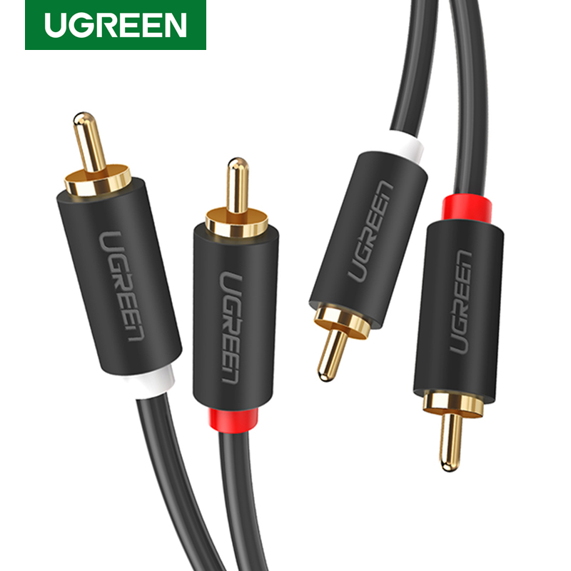 Home Cinema Beamer - UGREEN 2RCA 2 RCA ตัวผู้ชายสายออดิโอทอง RCA